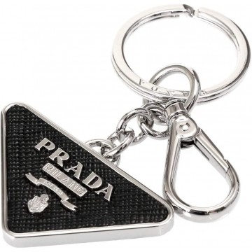 Prada 2PP080 053 SAFFIANO Key Chain, Black, Silver, Black