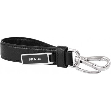 Prada 2PP709 053 SAFFIANO Keychain, Men's, Women's, Black, NERO