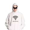 Lo_ve Hoodie mホワイトとブラックのビッグシルエットのフード付きパーカーです